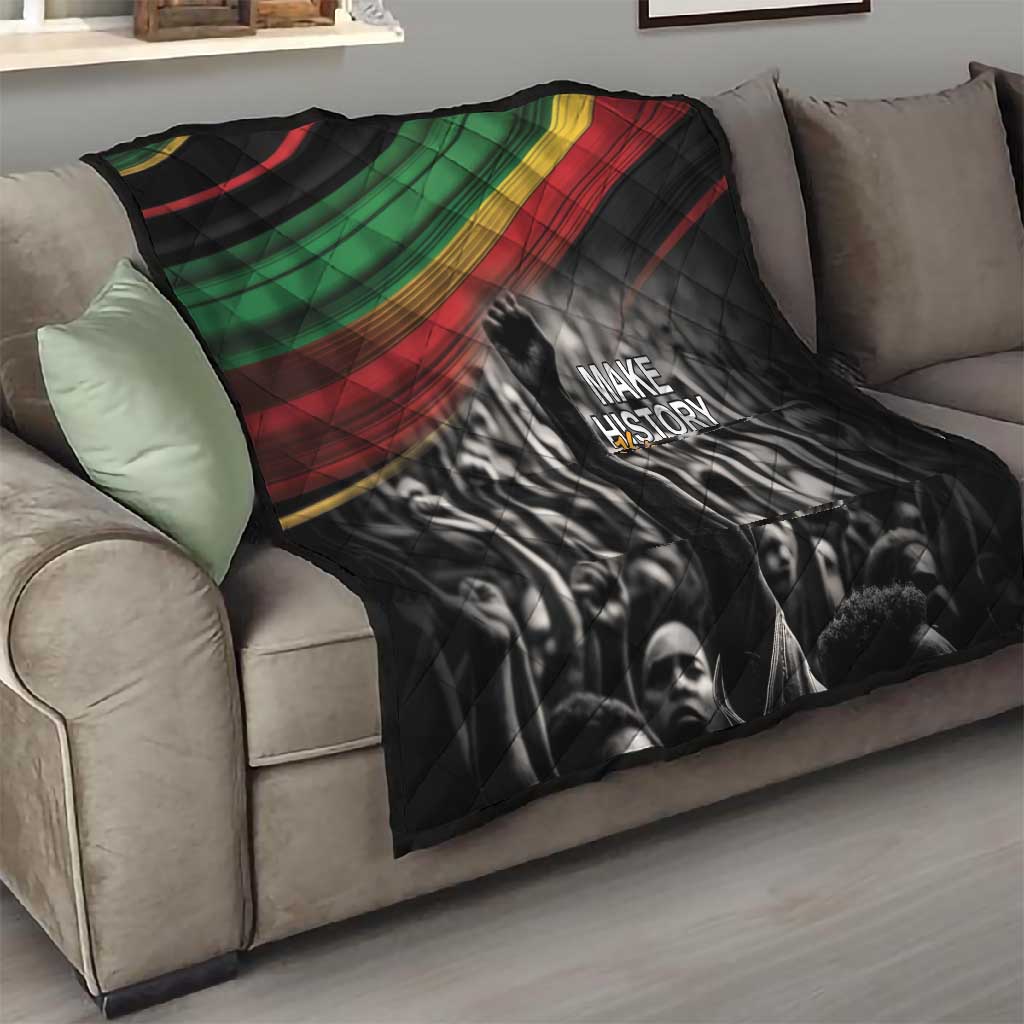 African-American History Month Quilt Black Power Hand Make His-Herstories