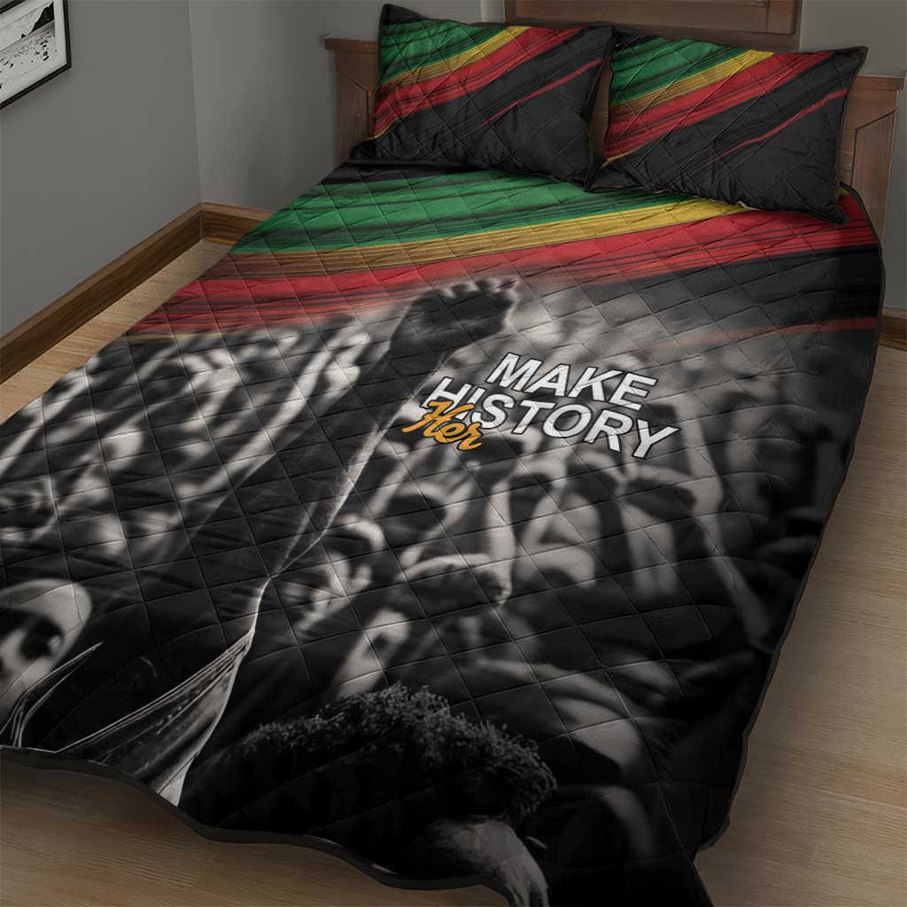 African-American History Month Quilt Bed Set Black Power Hand Make His-Herstories
