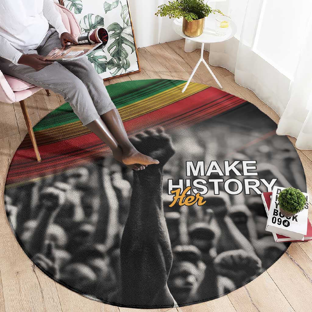 African-American History Month Round Carpet Black Power Hand Make His-Herstories