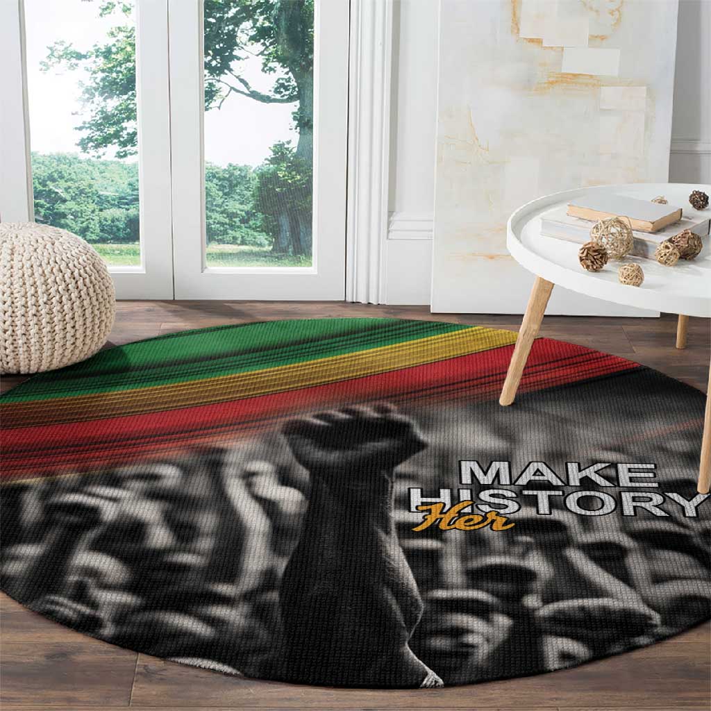 African-American History Month Round Carpet Black Power Hand Make His-Herstories