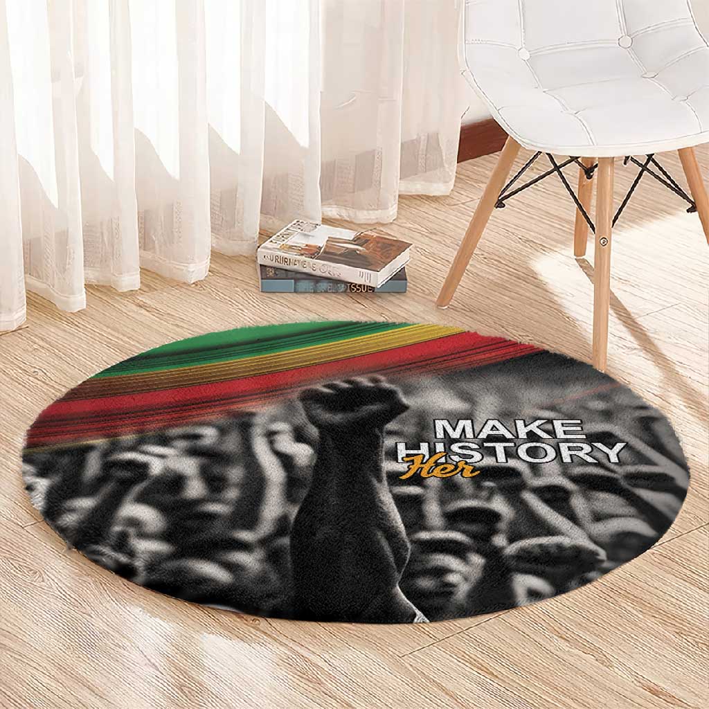 African-American History Month Round Carpet Black Power Hand Make His-Herstories