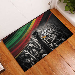 African-American History Month Rubber Doormat Black Power Hand Make His-Herstories