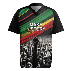 African-American History Month Rugby Jersey Black Power Hand Make His-Herstories