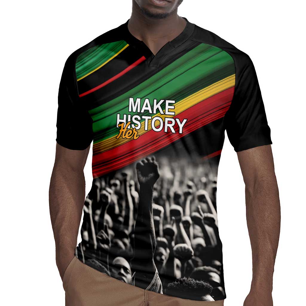 African-American History Month Rugby Jersey Black Power Hand Make His-Herstories