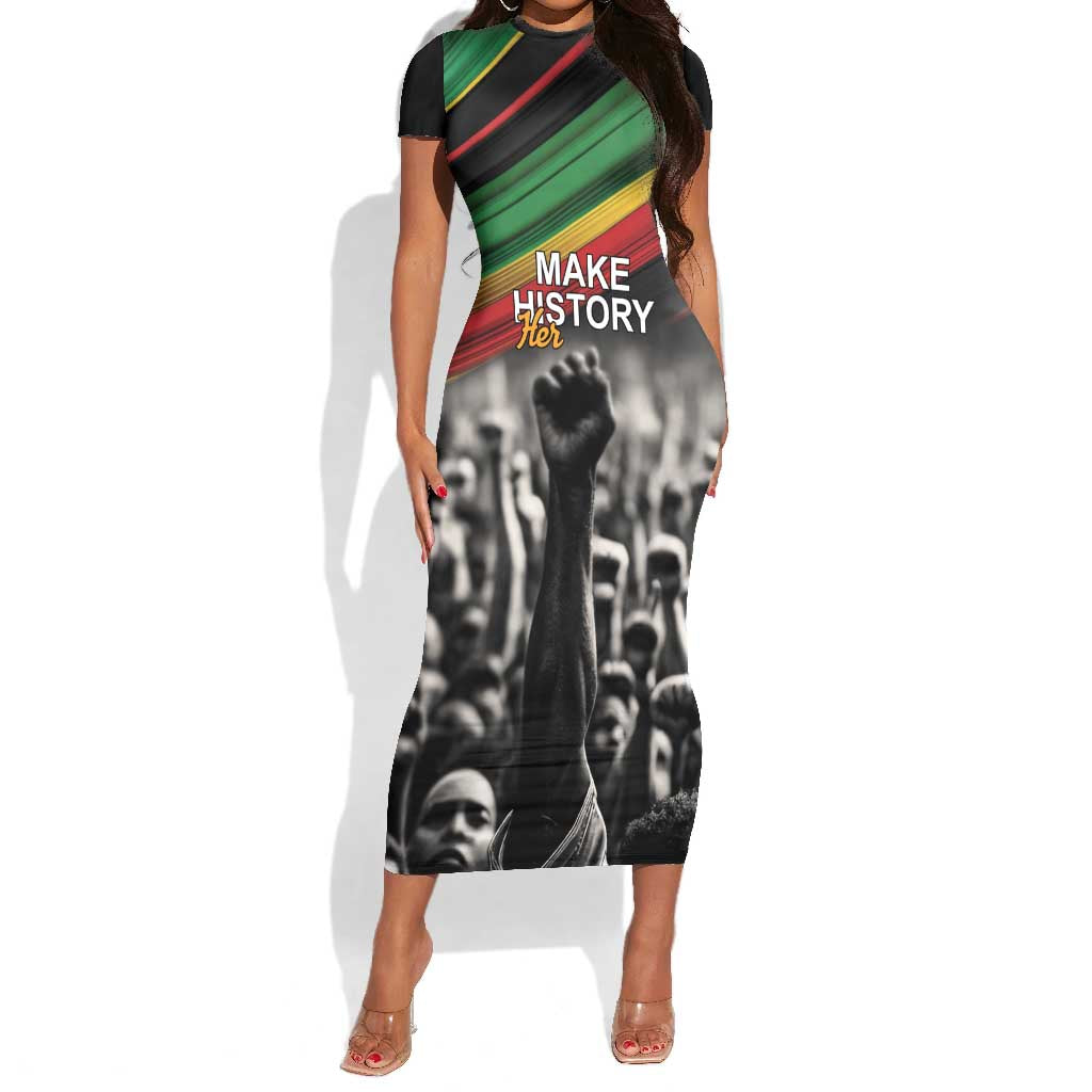 African-American History Month Short Sleeve Bodycon Dress Black Power Hand Make His-Herstories LT9