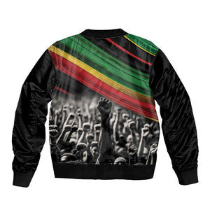 African-American History Month Sleeve Zip Bomber Jacket Black Power Hand Make His-Herstories