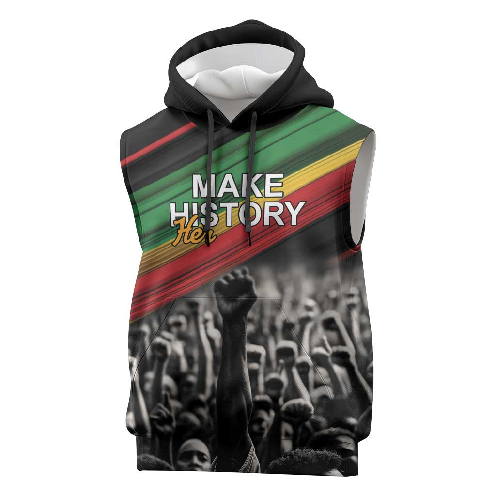 African-American History Month Sleeveless Hoodie Black Power Hand Make His-Herstories - African Pride