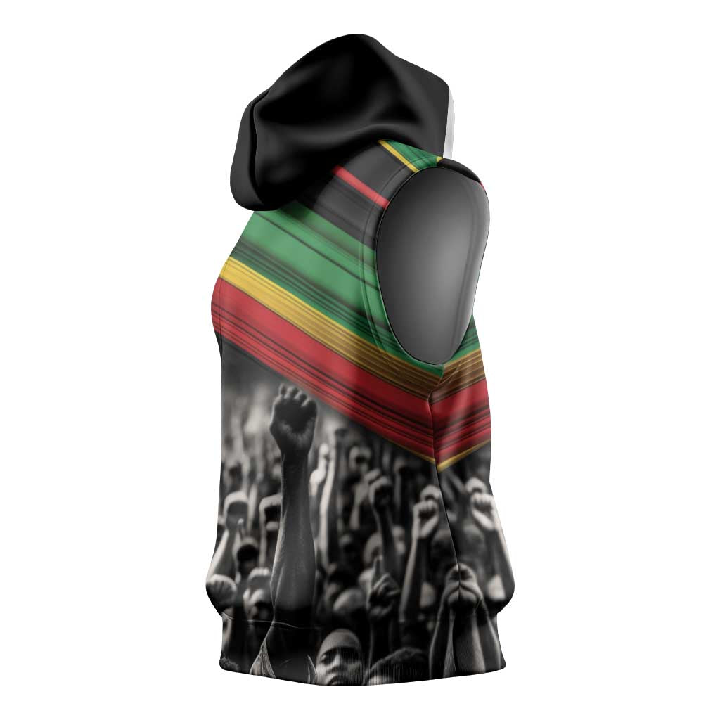 African-American History Month Sleeveless Hoodie Black Power Hand Make His-Herstories - African Pride