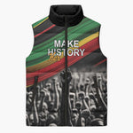 African-American History Month Sleeveless Puffer Jacket Black Power Hand Make His-Herstories