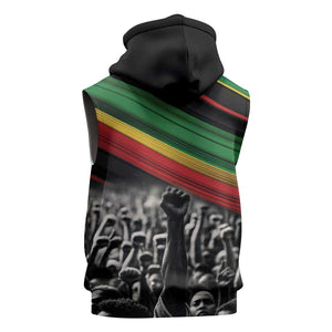 African-American History Month Sleeveless Zip Hoodie Black Power Hand Make His-Herstories - African Pride