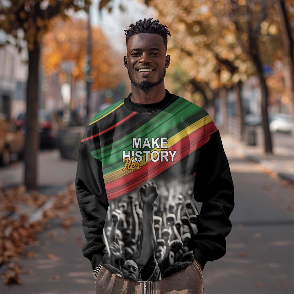 African-American History Month Sweatshirt Black Power Hand Make His-Herstories