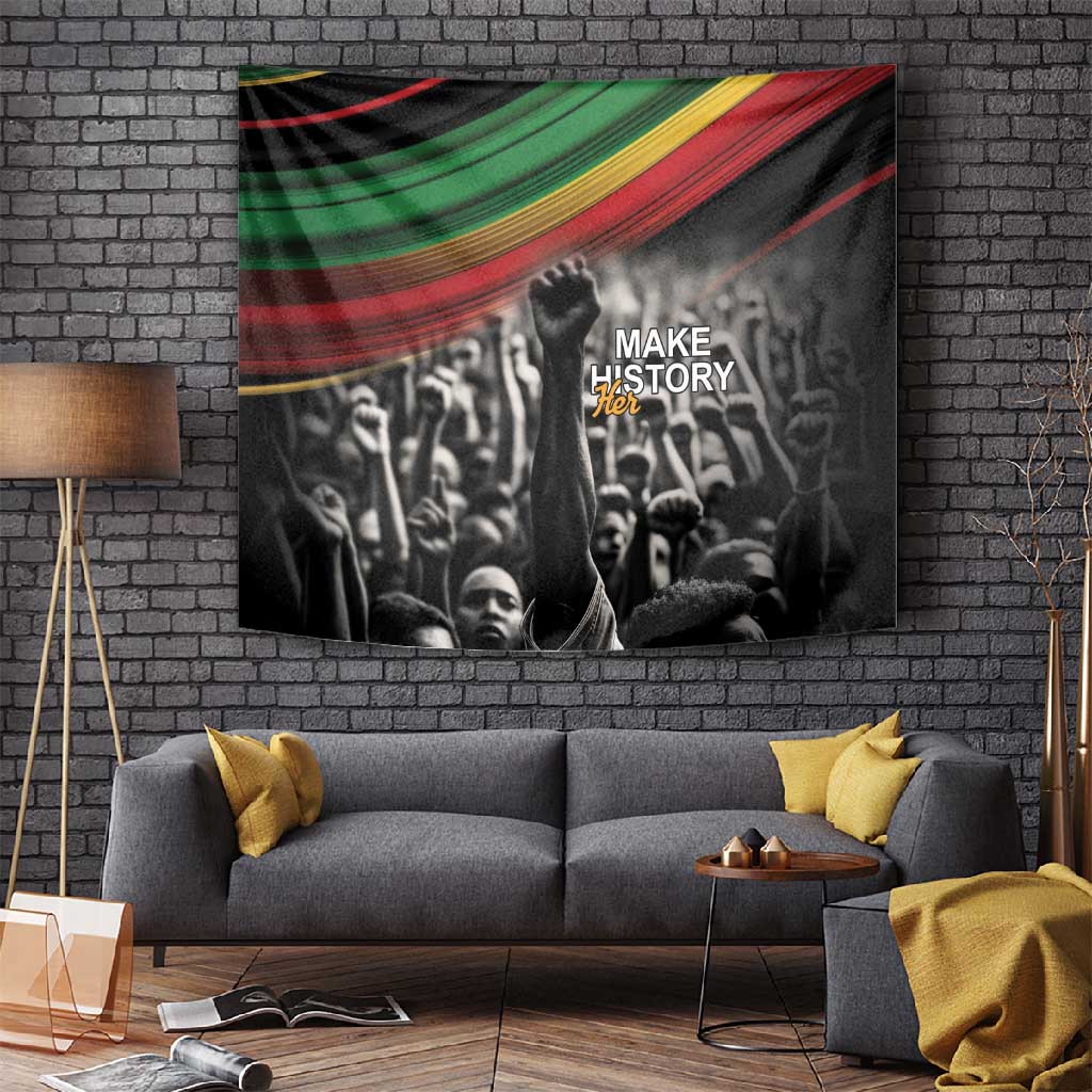 African-American History Month Tapestry Black Power Hand Make His-Herstories