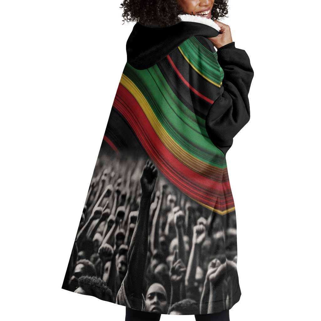 African-American History Month Wearable Blanket Hoodie Black Power Hand Make His-Herstories