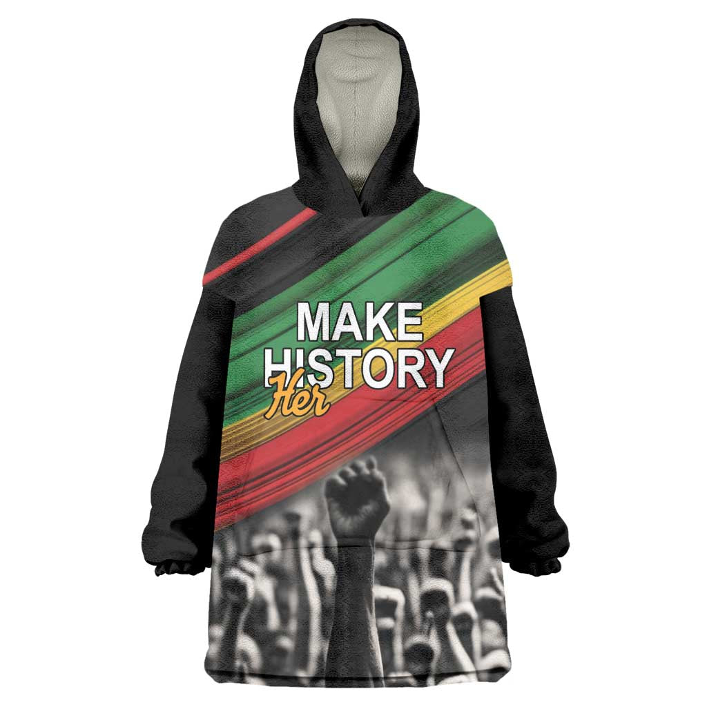 African-American History Month Wearable Blanket Hoodie Black Power Hand Make His-Herstories
