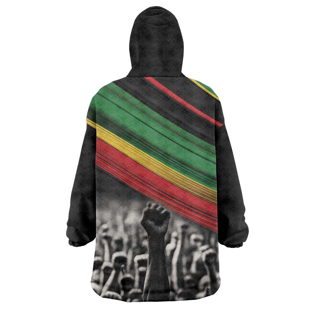 African-American History Month Wearable Blanket Hoodie Black Power Hand Make His-Herstories