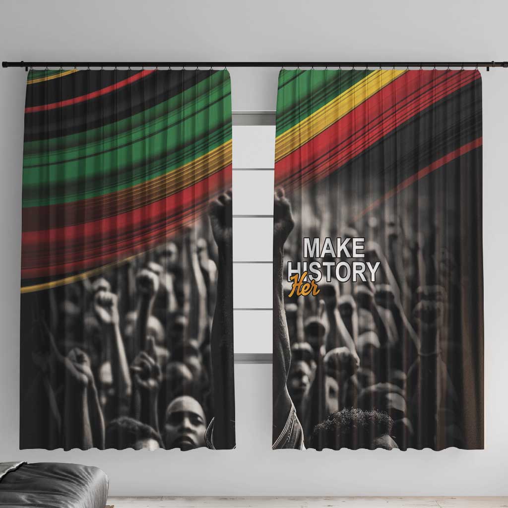 African-American History Month Window Curtain Black Power Hand Make His-Herstories