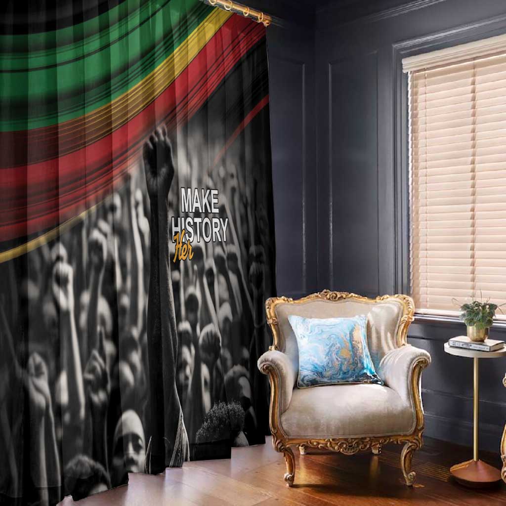 African-American History Month Window Curtain Black Power Hand Make His-Herstories