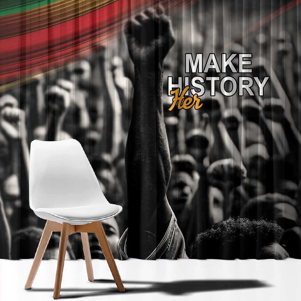 African-American History Month Window Curtain Black Power Hand Make His-Herstories