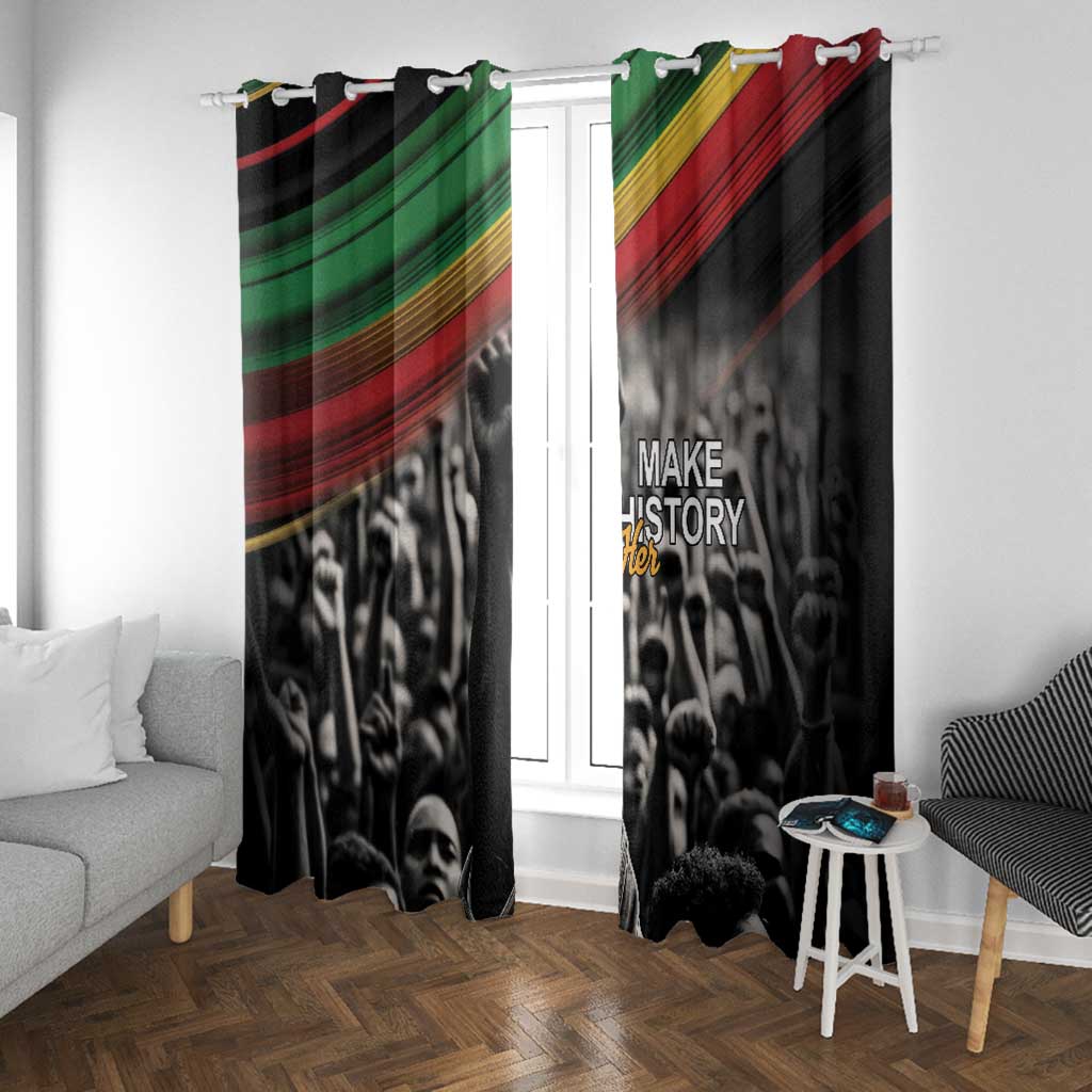 African-American History Month Window Curtain Black Power Hand Make His-Herstories