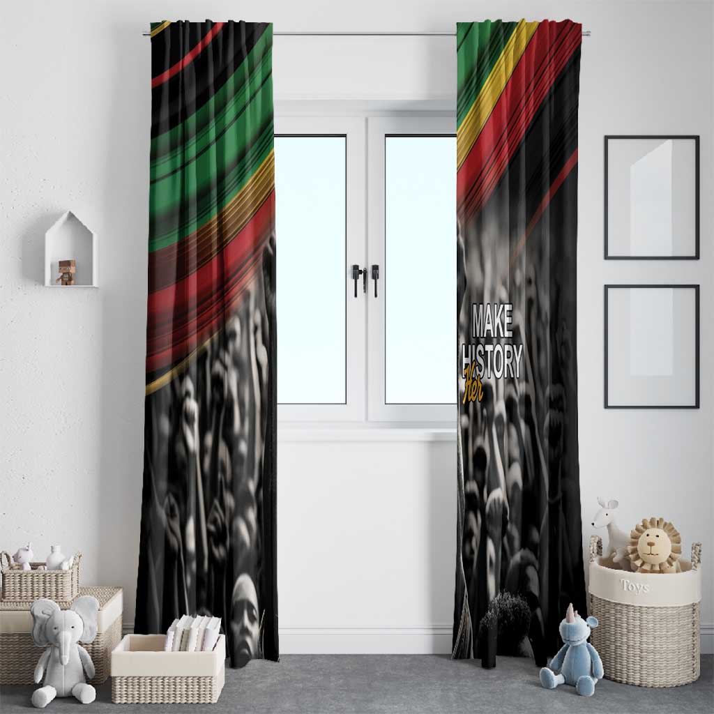 African-American History Month Window Curtain Black Power Hand Make His-Herstories
