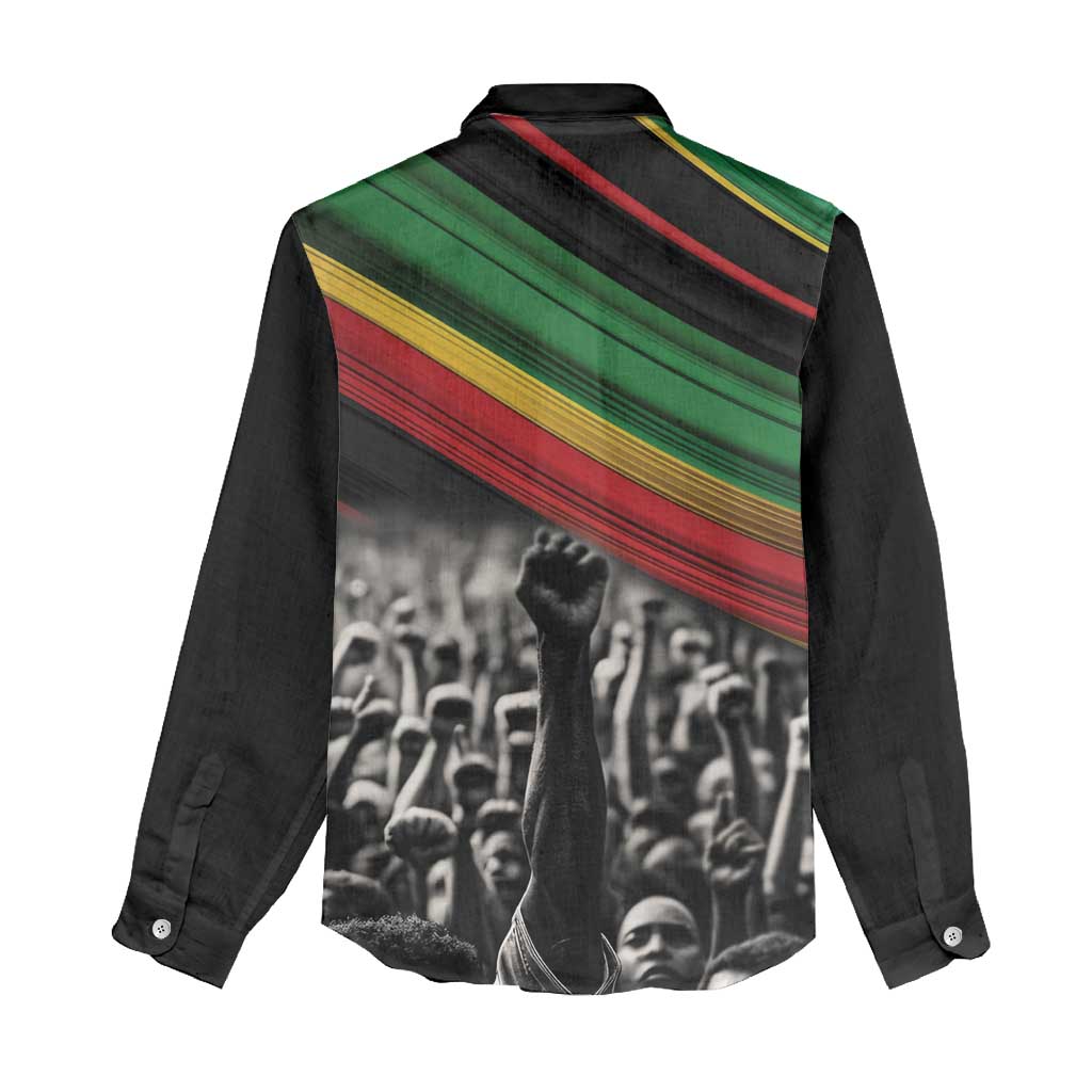 African-American History Month Women Casual Shirt Black Power Hand Make His-Herstories LT9