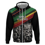 African-American History Month Zip Hoodie Black Power Hand Make His-Herstories