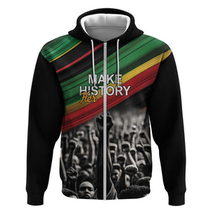 African-American History Month Zip Hoodie Black Power Hand Make His-Herstories