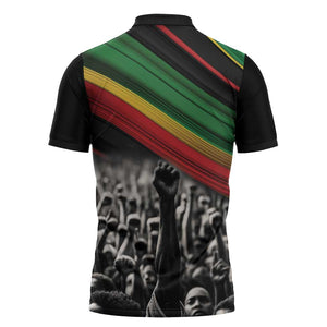 African-American History Month Zipper Polo Shirt Black Power Hand Make His-Herstories