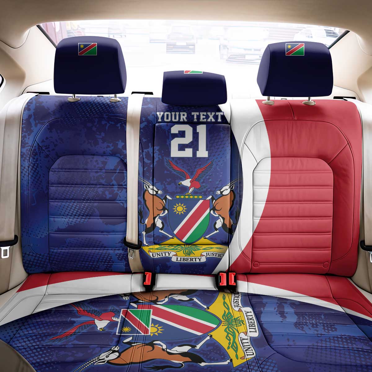 Custom Cricket African Namibia Back Car Seat Cover Coat of arms Namibian Pattern - African Pride