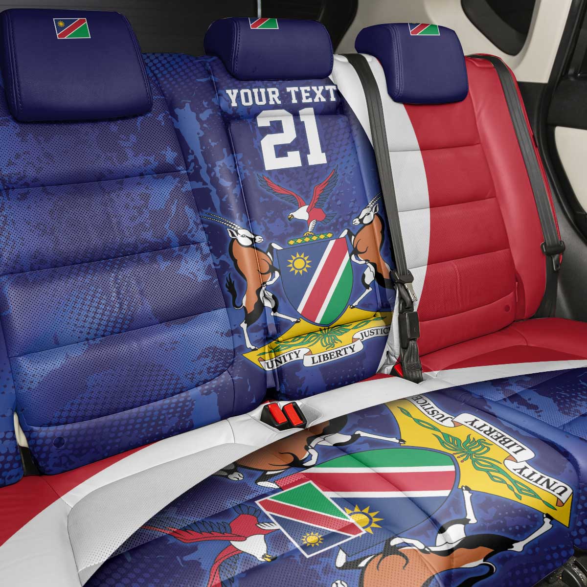 Custom Cricket African Namibia Back Car Seat Cover Coat of arms Namibian Pattern - African Pride