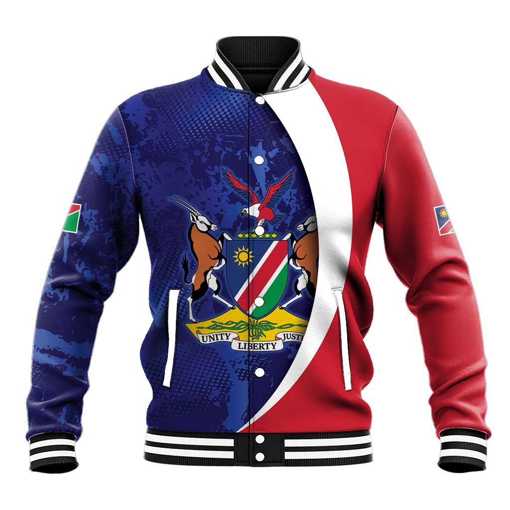 Custom Cricket African Namibia Baseball Jacket Coat of arms Namibian Pattern - African Pride