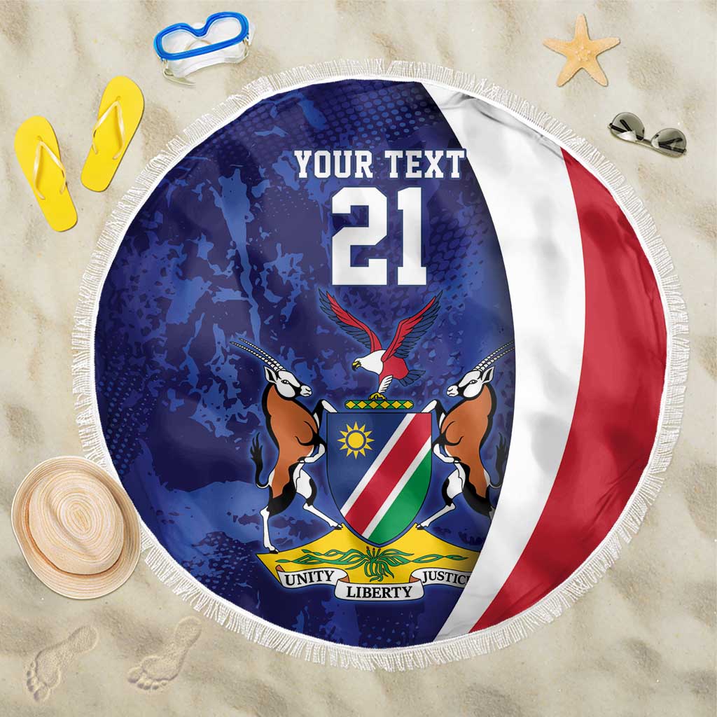 Custom Cricket African Namibia Beach Blanket Coat of arms Namibian Pattern - African Pride