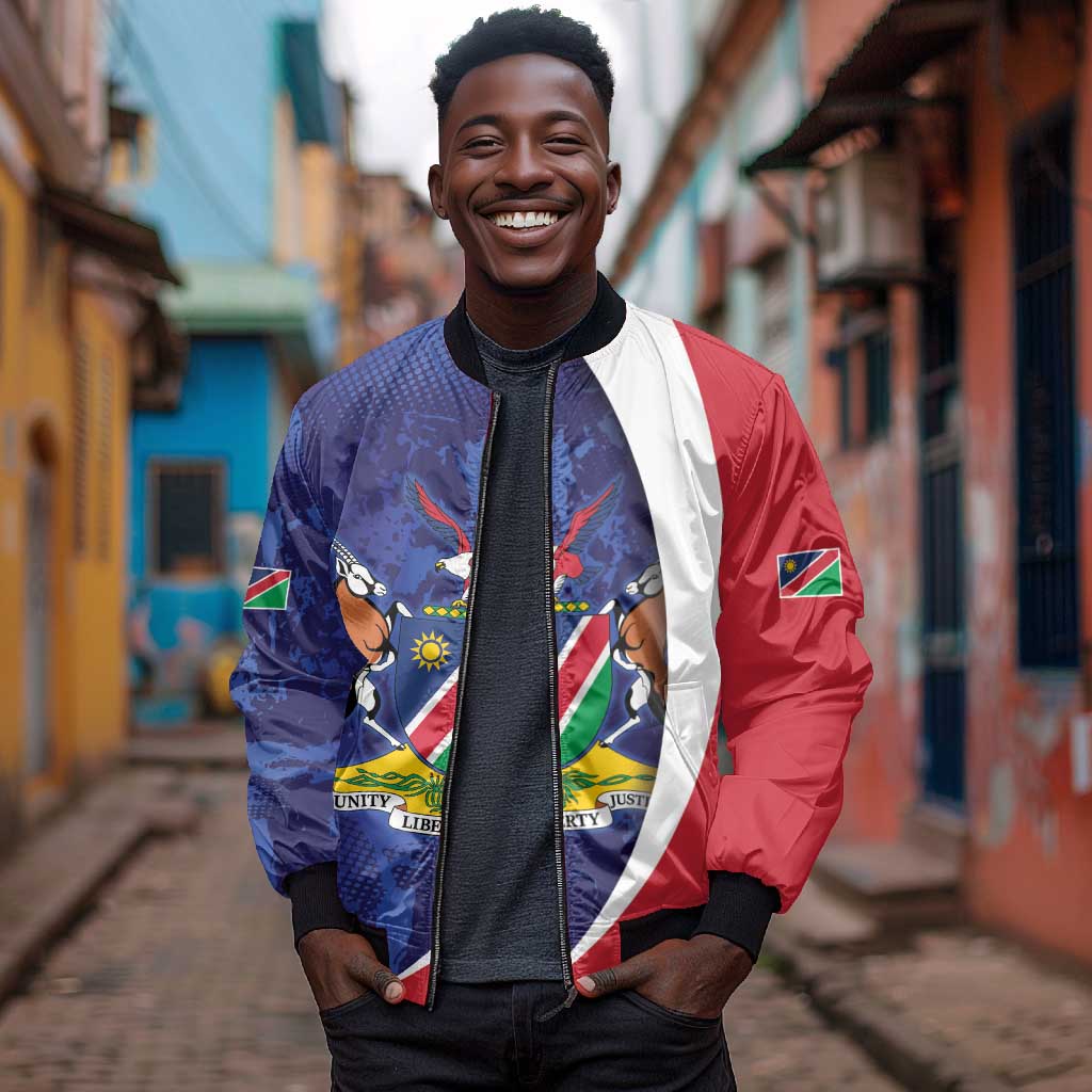Custom Cricket African Namibia Bomber Jacket Coat of arms Namibian Pattern - African Pride