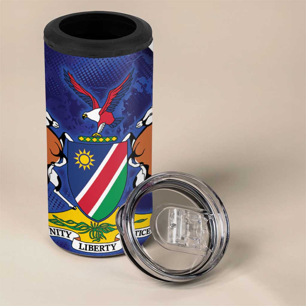 Custom Cricket African Namibia 4 in 1 Can Cooler Tumbler Coat of arms Namibian Pattern - African Pride