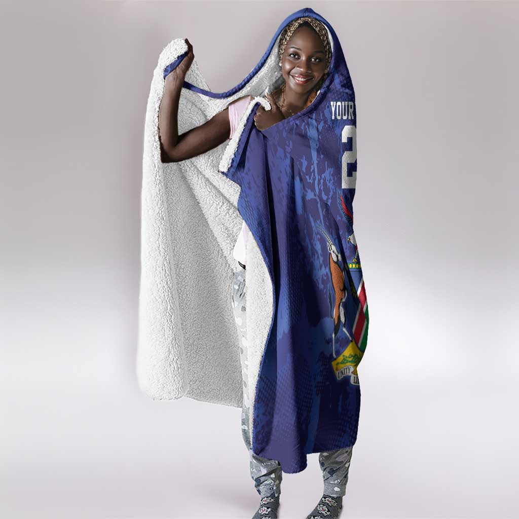 Custom Cricket African Namibia Hooded Blanket Coat of arms Namibian Pattern - African Pride