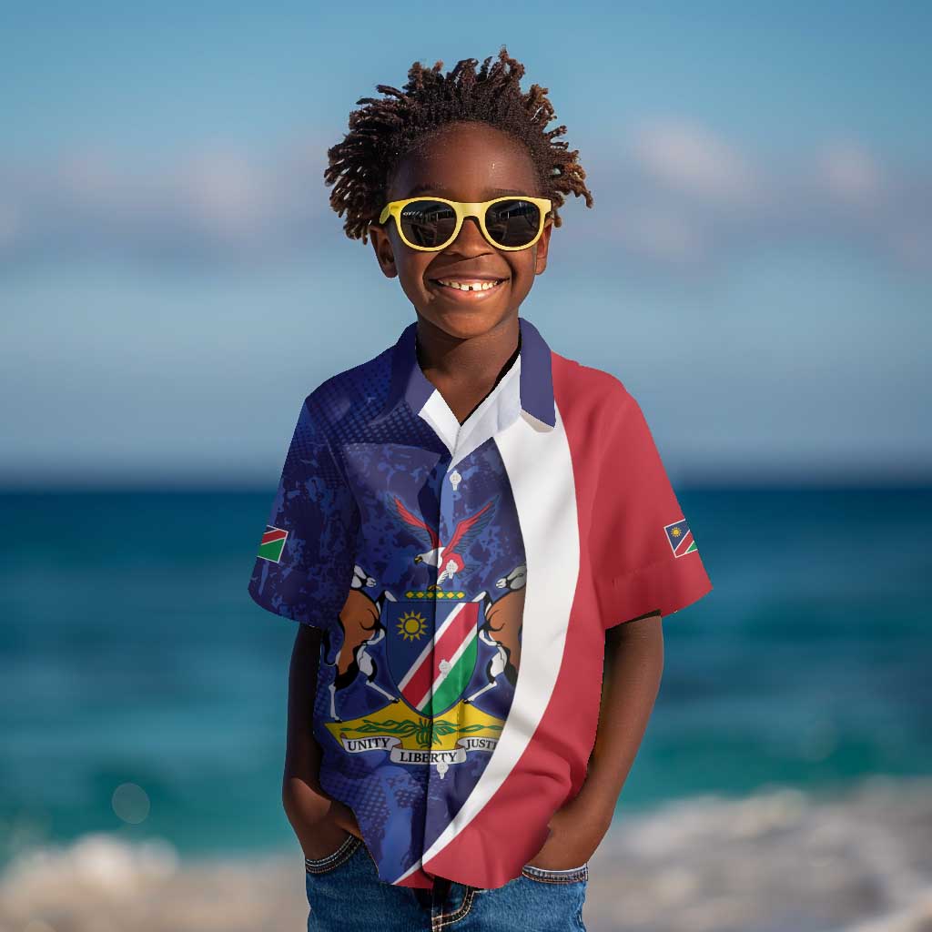 Custom Cricket African Namibia Kid Hawaiian Shirt Coat of arms Namibian Pattern - African Pride