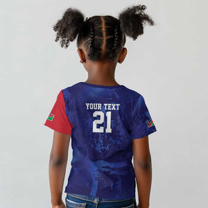 Custom Cricket African Namibia Kid T shirt Coat of arms Namibian Pattern - African Pride