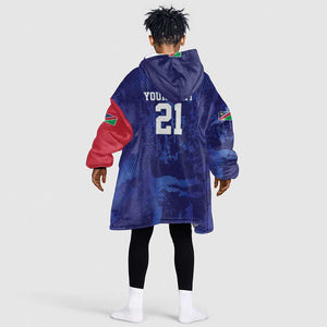 Custom Cricket African Namibia Kid Wearable Blanket Hoodie Coat of arms Namibian Pattern - African Pride