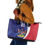 Custom Cricket African Namibia Leather Tote Bag Coat of arms Namibian Pattern - African Pride