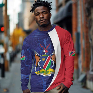 Custom Cricket African Namibia Long Sleeve Shirt Coat of arms Namibian Pattern - African Pride