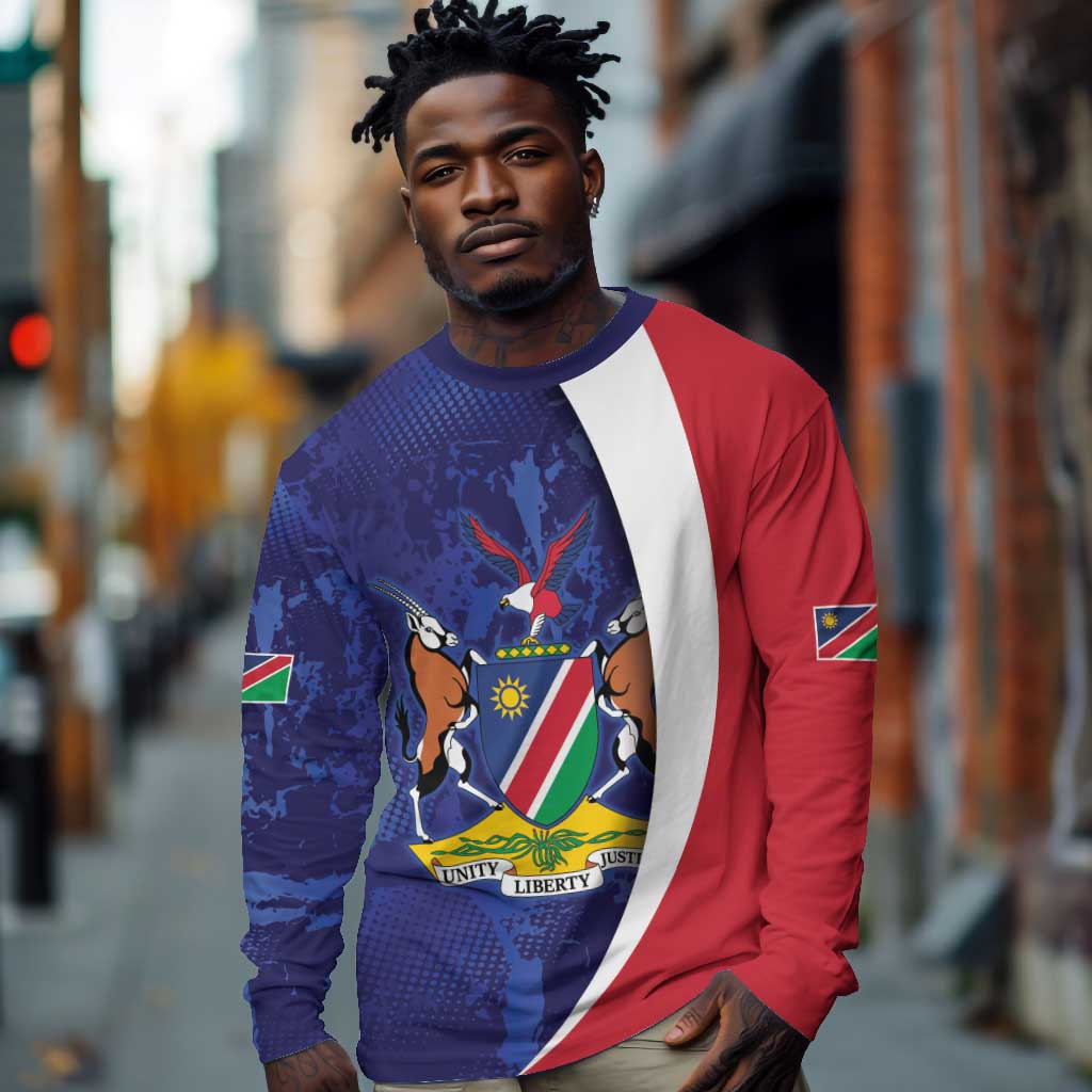 Custom Cricket African Namibia Long Sleeve Shirt Coat of arms Namibian Pattern - African Pride