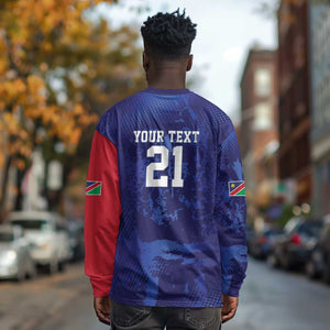 Custom Cricket African Namibia Long Sleeve Shirt Coat of arms Namibian Pattern - African Pride