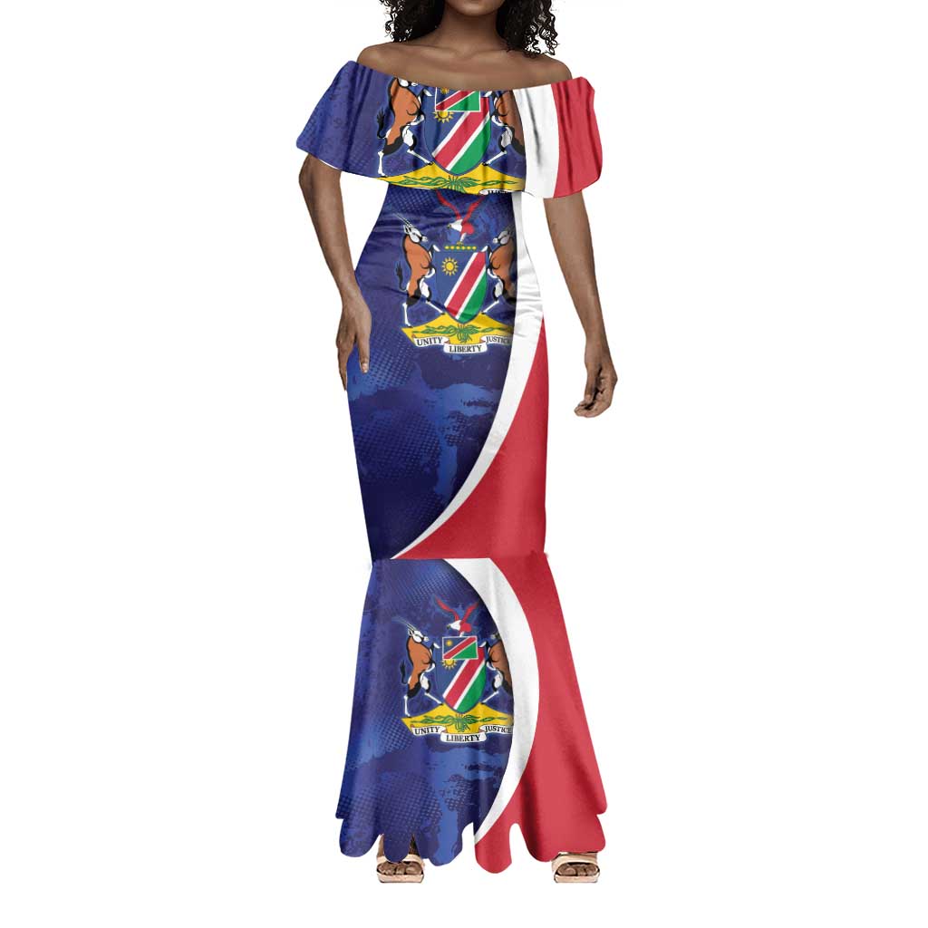 Custom Cricket African Namibia Mermaid Dress Coat of arms Namibian Pattern - African Pride