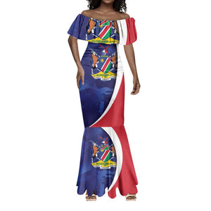 Custom Cricket African Namibia Mermaid Dress Coat of arms Namibian Pattern - African Pride