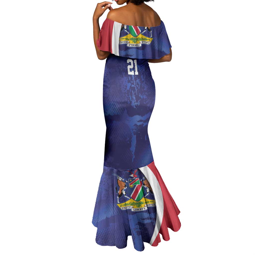 Custom Cricket African Namibia Mermaid Dress Coat of arms Namibian Pattern - African Pride