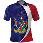 Custom Cricket African Namibia Polo Shirt Coat of arms Namibian Pattern - African Pride