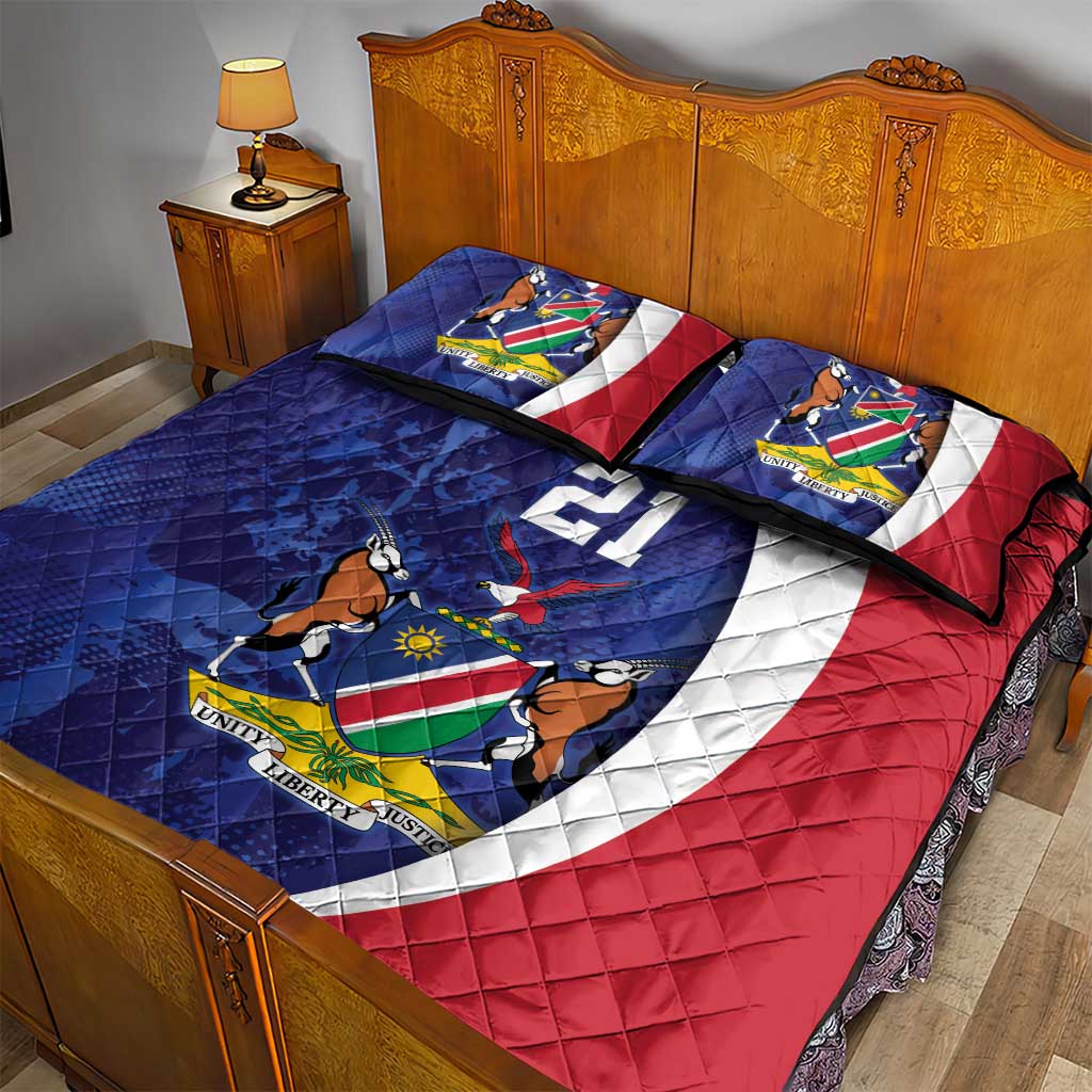 Custom Cricket African Namibia Quilt Bed Set Coat of arms Namibian Pattern - African Pride