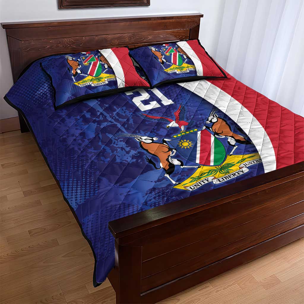 Custom Cricket African Namibia Quilt Bed Set Coat of arms Namibian Pattern - African Pride