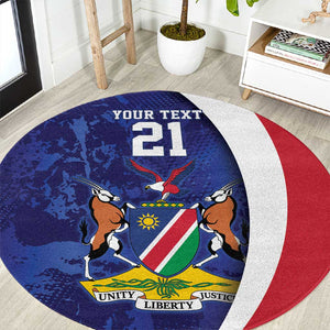 Custom Cricket African Namibia Round Carpet Coat of arms Namibian Pattern - African Pride