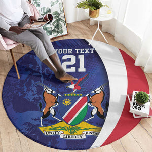 Custom Cricket African Namibia Round Carpet Coat of arms Namibian Pattern - African Pride